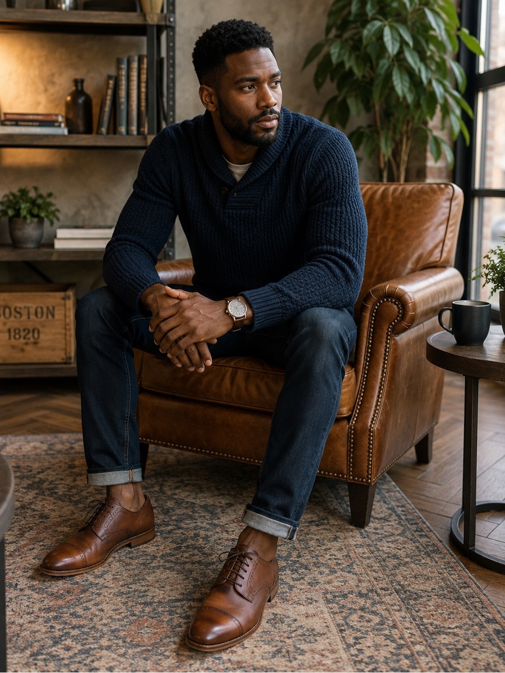 Stacy Adams Brown Leather Cap-Toe Oxfords